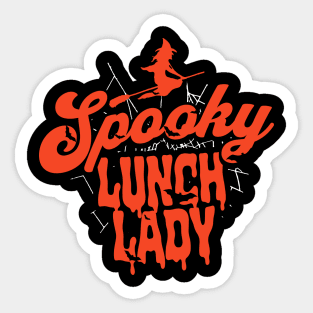 Cute Halloween Spooky Lunch Lady Orange and Black Halloween Witch Sticker